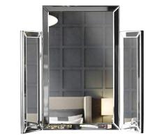 CARME Paloma - Mesa de tocador Plegable de Lujo con Espejo Biselado, diseÃ±o de Cristal Biselado, para Maquillaje, Dormitorio, tocador (Plata)