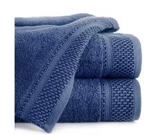 Eurofirany Carlo Juego baÃ±o, Toalla de Sauna con patrÃ³n â Absorbente, 100% algodÃ³n, 580 g/m2, 3 y 6 Unidades, Azul Marino, 50 x 90 cm
