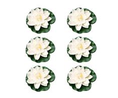 Mnixy Nariz Artificial de nenÃºfar para decoraciÃ³n de jardÃ­n o Estanque, Flor de Loto, 10 cm (Multiple) (5 Tipos de Colores) (6 Unidades de Color Blanco)