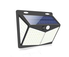 COLBOR Luz Solar Exterior, Lampara Focos de Luz Pared 208 LED con Detector Movimiento LED Farola 3 Modos 270° Impermeable IP65 para Patio JardÃn, Luz-Solar -Jardin-Exterior-Foco
