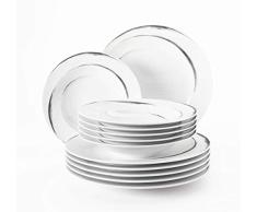 Seltmann Weiden 12 Piezas | Set para 6 Personas | Serie Paso Blanco | Servicio incluya Cada 6 Cena, Plato de Sopa, Porcelana