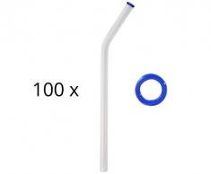 Koch - Pajitas curvadas (100 Unidades), Color Azul y Transparente