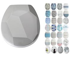 MSV Asiento de Inodoro Origami de Duroplast con Cierre, Gris Suave, 30 x 20 x 15 cm