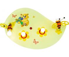 Elobra lámpara para techo infantil oso de peluche de techo decorativo hojas de madera, verde 131268