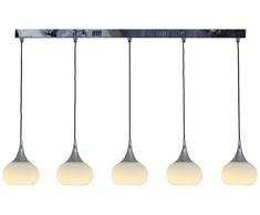Unbekannt 5 FLG. Led Pendelleuchte Belly Lámpara Colgante, 21 W, Chrom, 100 x 93 x 13 cm