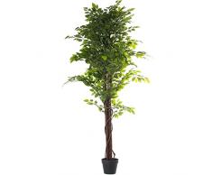 DRW Planta Artificial de un ficus de PU en Verde 180x25x25 cm