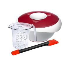 Westmark Set de cocina y horneado, 3 unidades, Vaso para batir con tapa 2, 5 l, Jarra medidora de 1 l y rascador de masa , PlÃ¡stico/silicona, Duo, Blanco/Rojo/Negro, 315322E6