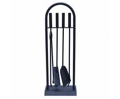 JVL â Lambeth contemporáneo Arco de Chimenea Conjunto de Herramientas, Acero, Negro, 23 x 14 x 66 cm, 4 Piezas