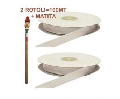 Armario bomboneras 100Â metros cinta de RASO Blanco para fabricar bomboneras 3Â mm + 1matita, X, 3Â unidades