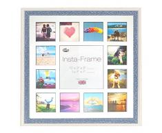 Inov8 16 x 40,64 cm Insta-Frame Austen Marco para Instagram 13/DE Estampado a Cuadros de Fotos con paspartú Blanco y Negro con Borde, Azul se Debe Lavar a