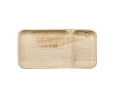 Tessera Bio Products QPF3015 - Platos de hojas de palma, rectangulares, 2 cÃ¡maras, 30 cm de largo, 15 cm de ancho, 25 unidades