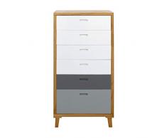 Mobili Rebecca/® Comoda Vestidor 6 Cajones Madera Marr/ón Blanco Gris Estilo Contemporaneo Mueble Dormitorio Sal/ón Cod. RE6049