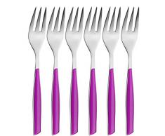 Bugatti Glamour gliu-021f17/6 Tenedores para Tartas (Juego de 6) - San (Resina copolÃ­meros de estireno-acrilonitrilo)/Acero - 16 x 20 x 3 cm - Iris Morado