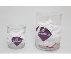 DRW - Set de 2 portavelas de Cristal Estilo romántico en Color Morado