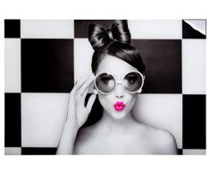 Casablanca Cuadro acrÃlico moderno XXL Mujer & Ajedrez - con marco de aluminio de alta calidad - Cuadro enmarcado para colgar - Color: negro y blanco - 80 x 120 cm