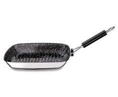 Mepra Glamour Stone - Sartén Parrilla Cuadrada, Acero Inoxidable 18/10, diámetro 28 cm