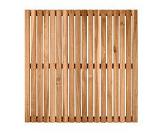 WENKO Tarima de baño Indoor & Outdoor Acacia, de madera de acacia con certificado FSC® para interiores y exteriores, ideal para ducha, sauna y piscina, reverso antideslizante, (An. x P): 55 x 55 cm