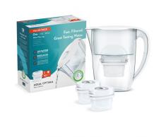 Aqua Optima Oria Jarra de Filtro de Agua y 3 Cartuchos de Filtro de Agua Evolve+ de 30 DÃas, Capacidad de 2,8 litros, Para la Reducción de Microplásticos, Cloro, Cal e Impurezas, Blanco