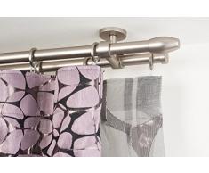 InCasa - Barra Doble para Cortina (20 mm, 280 cm, Acero Satinado), Color Gris