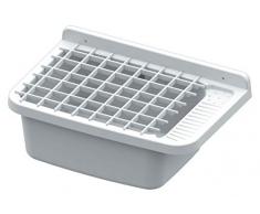 Adventa - Lavabo de pared con rejilla para apoyar la mesa, de resina de exterior, color blanco, 59 x 39 x 28 cm