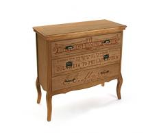 Versa 21080023 Comoda 3 cajones riano, Pino, 86.5 x 40 x 90 cm