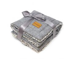 Fauna Manta de Forro Polar para Perro, Gato, Cachorro de Lujo, Suave, cálida, Gris y Vertical, 87 x 64 cm (Gris), Talla única