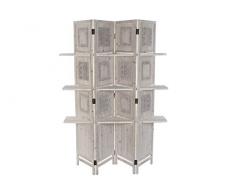 DRW EstanterÃa biombo con 3 estantes de Madera en Blanco y Natural 121,5x32x180cm
