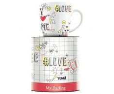 Ritzenhoff My Darling Taza de café, 0.3 litros, Cristal, Schwarz, Türkis, Rot, Orange, Rosa, Gelb
