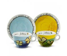 Egan paf12/1Â C Juego Tazas Capuchino, Porcelana, Azul/Verde, 4Â Unidad
