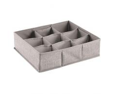 InterDesign Aldo - Organizador de Tela, para cajón de cómoda, para Almacenamiento en el Armario; Organiza Ropa Interior, soquetes, corpiños - 9 compartimientos - Lino