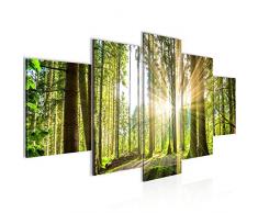 Runa Art 503851b - Cuadro de pared (200 x 100 cm, lienzo de fieltro, tamaño XXL, 5 piezas, fabricado en Alemania, listo para colgar), diseño de bosque