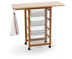 Arredamenti Italia Carrito de cocina GASTONCINO, madera - 4 cestas - Extensible - Color: madera de cerezo Ar-It il cuore del legno