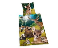 Klaus Herding GmbH Animal Club Juego de Ropa de Cama, AlgodÃ³n, Multicolor, 80 x 80 cm, 135 x 200 cm