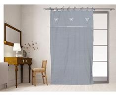 Soleil docre-Cortina Bordada 030681 Emilie de sofá Algodón poliéster, 140 x 240 cm, Color Gris