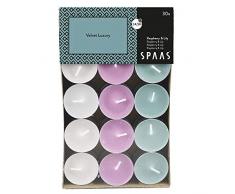 Spaas - Velas de tÃ© perfumadas (30 Unidades, Cera de parafina, Taza de Aluminio, 39 x 16 mm), Color Verde