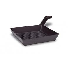 Agnelli Ollas Mini Rejilla con Mango, de Hierro Fundido, Grafito Negro, 16x16 cm