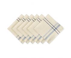 DII French Stripe Tabletop Collection - Juego de servilletas de Lino para Mesa de Comedor, 20 x 20 Pulgadas, Gris Pardo/Azul, 6 Piezas