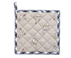 Clayre & Eef LCH45BL - Manopla para ollas, diseño de gallinas 20 x 20 cm.