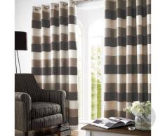 Just Contempo Ashley Wilde Bromley Cortinas con Ojales Forradas Listas para Colgar con diseño a Rayas (2 Unidades), poliéster, marrón (Crema, marrón), Curtain Pair 66 x 54 (168 x 137 cm)