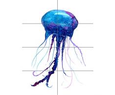 Jellysfish Watercolour Painting XL Giant Panel Poster (8 Sections) Acuarela Pintura PÃ³ster