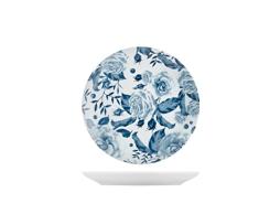 H&H 9303703 Plato Frutas Rosas Azul, Porcelana, Decorado, 21 cm, Porcelain