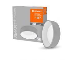 LEDVANCE Aplique y plafÃ³n LED inteligente para uso en interiores con tecnologÃ­a WiFi, color de luz cambiante (3000K-6500K), gris, 450mm, compatible con Google y Alexa, SMART+ WIFI ORBIS CYL