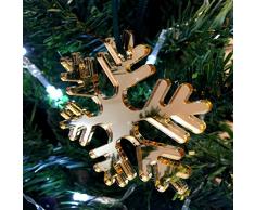Super Cool Creations Copo de Nieve Dorado Espejo árbol de Navidad Decoraciones - Pack de 10