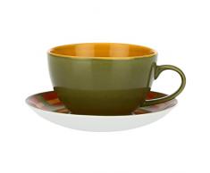 ROSE & TULIPANI MILANO Rose & TULIPANI-Juego de 4 Tazas de Desayuno con platillo Cottage, Multicolor