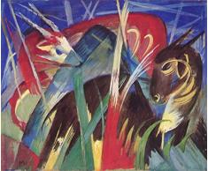 Legendarte PL-060 Cuadro Animales de Hadas. Impresión Digital sobre Lienzo. Pintura de Franz Marc, Multicolor, 50x60