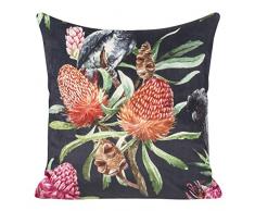 Design91 - Funda de cojín Suave para decoración de Dormitorio, salón, 2 Unidades, Azul Marino + Naranja, 45 x 45 cm