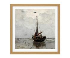 Fine Art Prints Pyramid International - Cuadro de Madera con Marco de Madera, 40,6 x 40,6 cm, diseÃ±o de Barco de Pesca