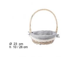 CM 104941 Cesta Vintage, Redonda, Cadiz con Puntilla, 23 Cm, Plastico, Multicolor, 15.1 x 18.3 x 15.3