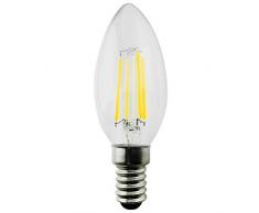 Maclean MCE Bombilla LED con Filamento Blanco Cálido (LED E14 4W Vela)
