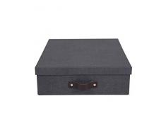Bigso Box of Sweden Caja de almacenaje con tapa para folios A4, folletos, etc. â Organizador de documentos con asa â Organizador de escritorio de tablero de fibras y papel con aspecto de lino â negro